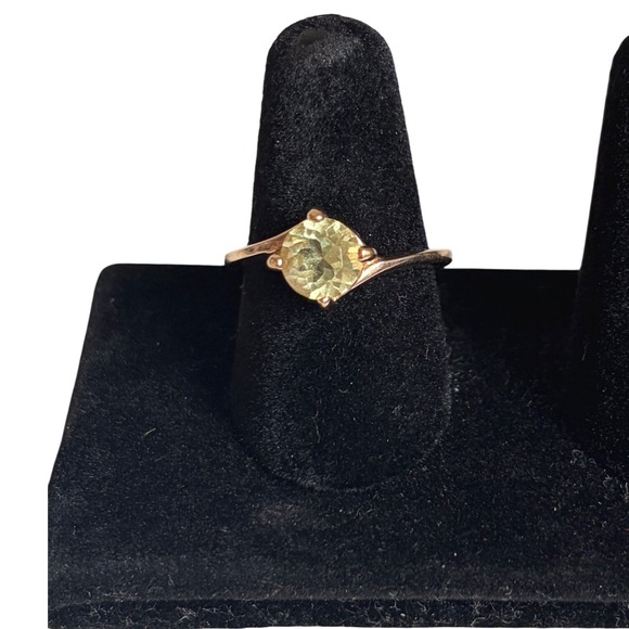 Avon Jewelry - Vintage Avon Gold Tone Bypass Ring Round Yellow Citrine Colored Stone Size 7